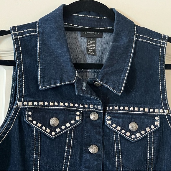 Style & Co. Premium Jeans Denim Button Down Vest Women’s size Large - Picture 7 of 14